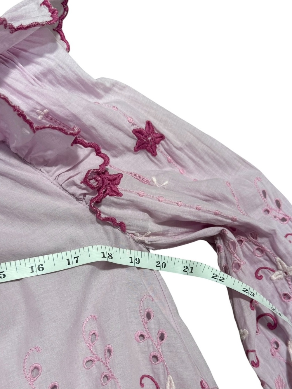 LoveShackFancy Kassie Embroidered Peasant Blouse Top Women’s Small Long Sleeve - Picture 5 of 12